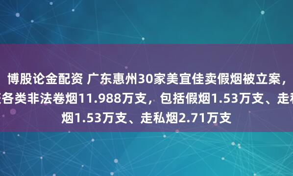 博股论金配资 广东惠州30家美宜佳卖假烟被立案，相关部门查获各类非法卷烟11.988万支，包括假烟1.53万支、走私烟2.71万支
